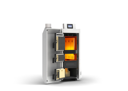 Scheitholzkessel HVG III 30 – 29 kW Lambda mit Zubehörpaket, Zugbegrenzer, Kesselsicherheitsgruppe & Kesselrücklaufanhebung NMT Heizsysteme