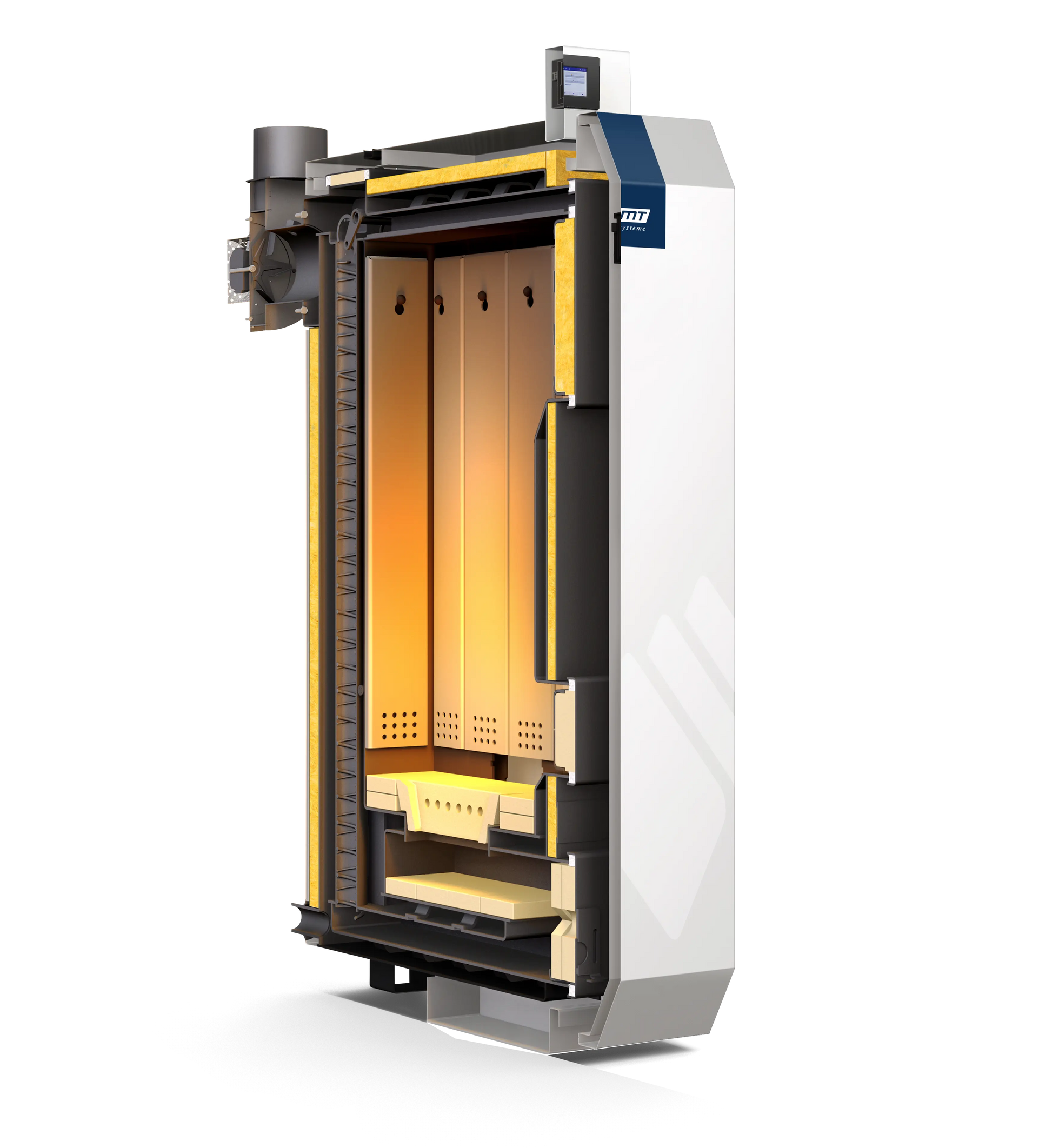 Scheitholzkessel XL HVG IV 30 – 29 kW Lambda mit Zubehörpaket, Zugbegrenzer, Kesselsicherheitsgruppe & Kesselrücklaufanhebung NMT Heizsysteme