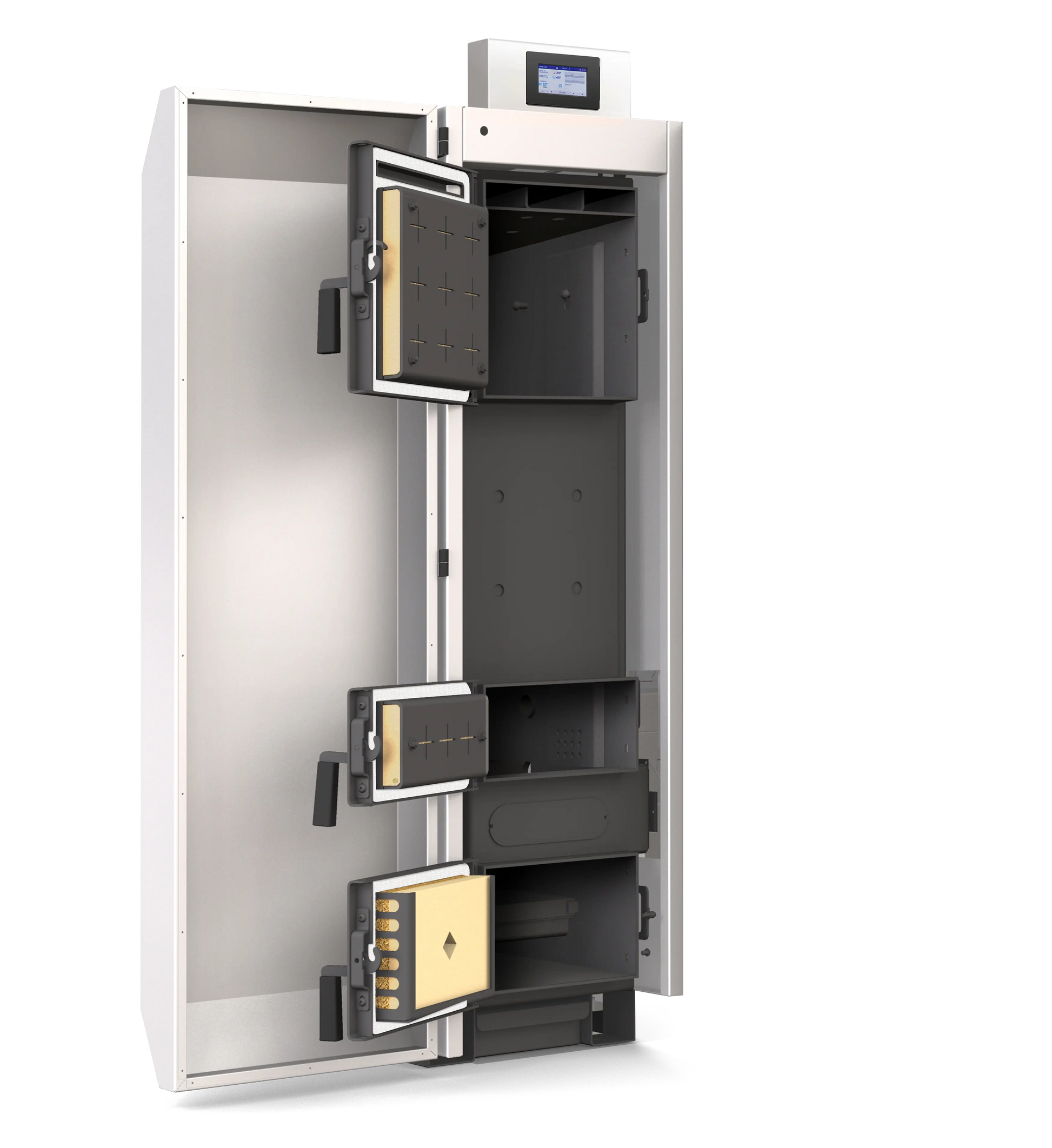 Scheitholzkessel XL HVG IV 30 – 29 kW Lambda mit Zubehörpaket, Zugbegrenzer, Kesselsicherheitsgruppe & Kesselrücklaufanhebung NMT Heizsysteme