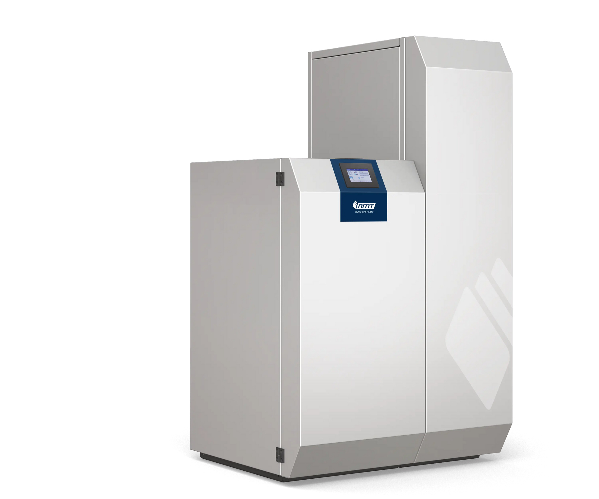 Pelletkessel PKP-Kompakt 15–30 kW mit Zugbegrenzer, Kesselsicherheitsgruppe & Kesselrücklaufanhebung NMT Heizsysteme