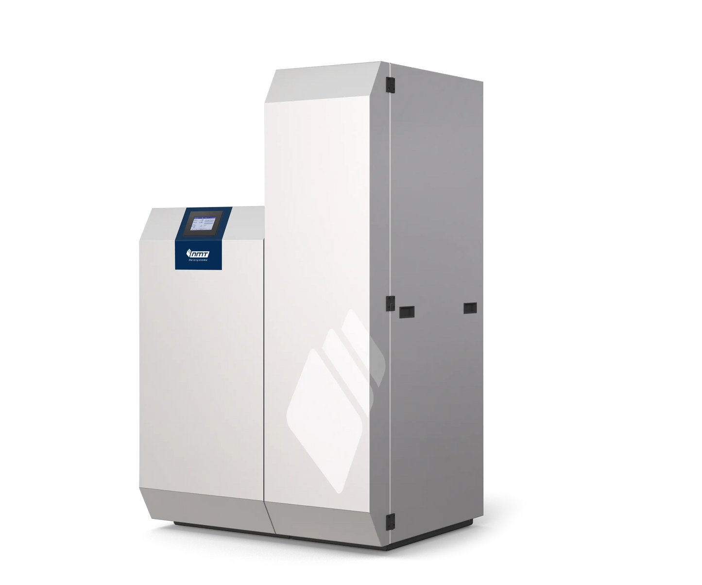 Pelletkessel PKP-Kompakt 15–30 kW mit Zugbegrenzer, Kesselsicherheitsgruppe & Kesselrücklaufanhebung NMT Heizsysteme