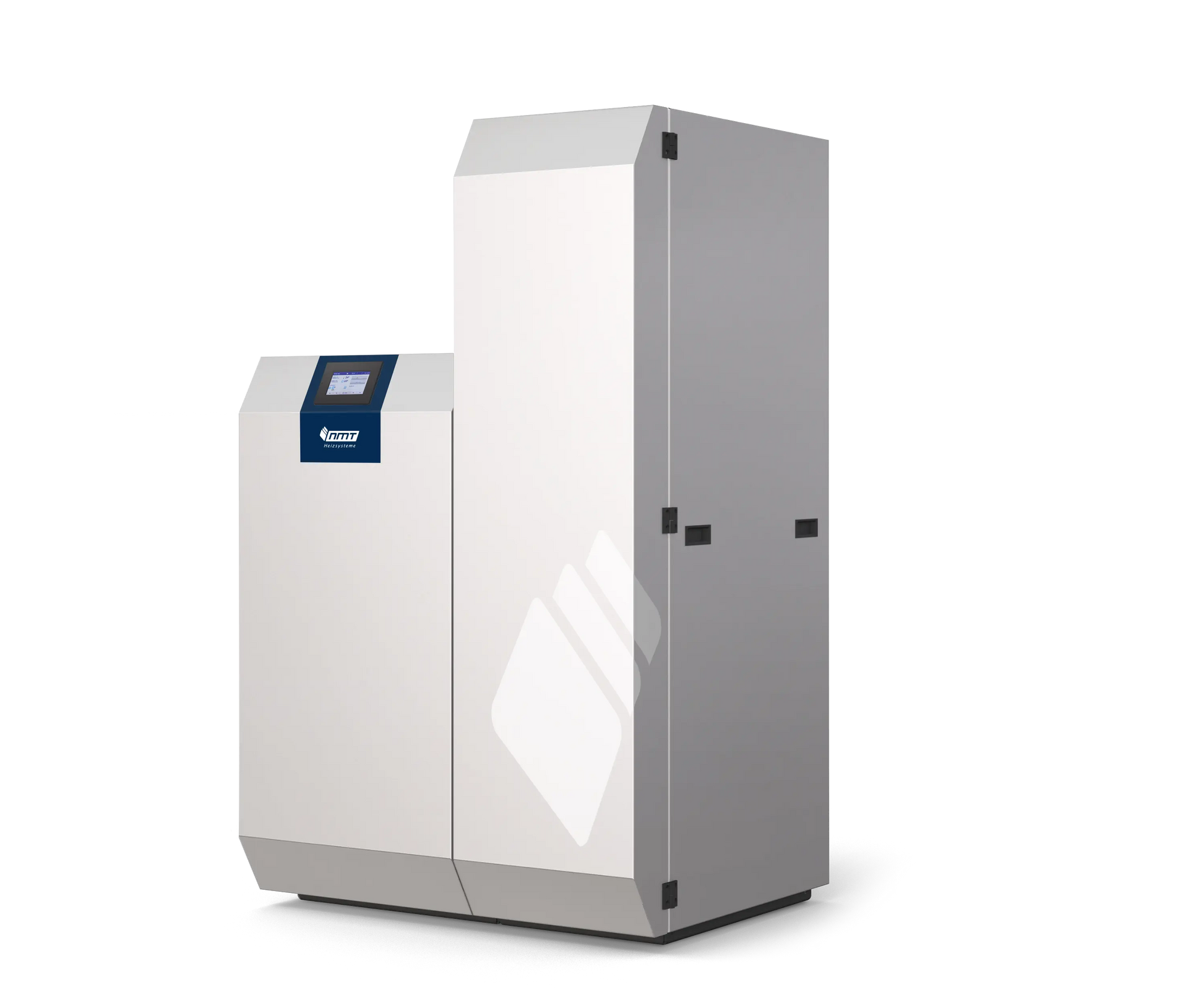 Pelletkessel PKP-Kompakt 15–30 kW mit Zugbegrenzer, Kesselsicherheitsgruppe & Kesselrücklaufanhebung NMT Heizsysteme