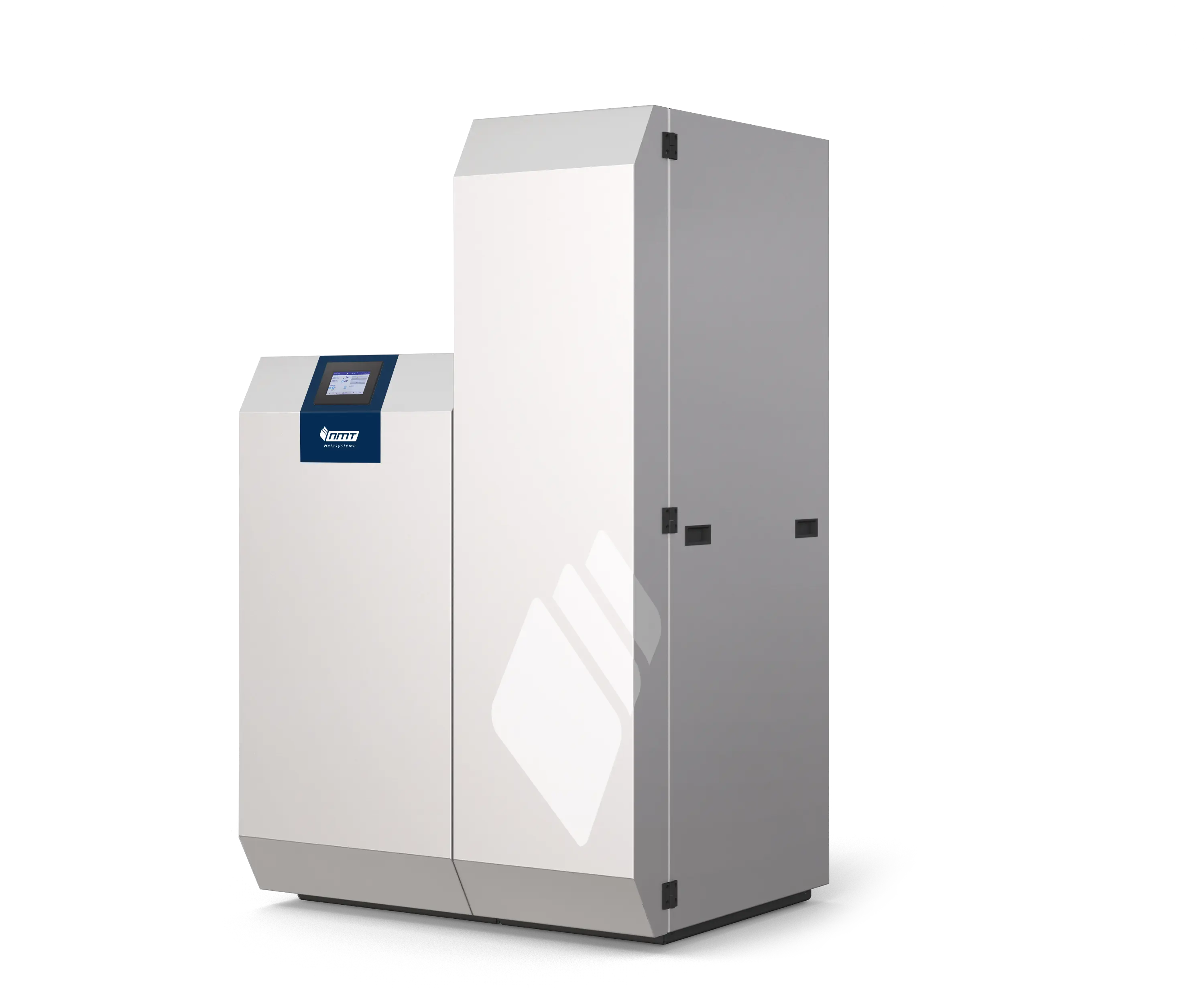 Pelletkessel PKP-Kompakt 15–30 kW mit Zugbegrenzer, Kesselsicherheitsgruppe & Kesselrücklaufanhebung NMT Heizsysteme