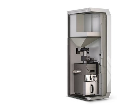 Pelletkessel PKP-Kompakt 15–30 kW mit Zugbegrenzer, Kesselsicherheitsgruppe & Kesselrücklaufanhebung NMT Heizsysteme