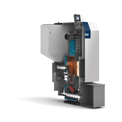 Pelletkessel PKP Smart 15 – Vollautomatischer Pelletkessel mit Lambda & 32-kg Tagesbehälter | Komplettpaket mit Zubehör NMT Heizsysteme